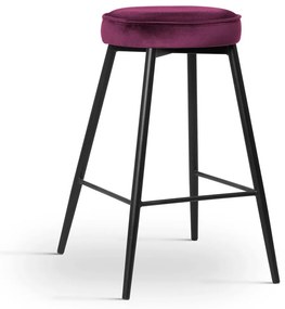 Scaun de bar Circo burgundy picioare negru - H65 cm