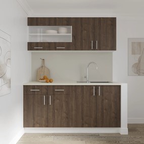 Set haaus V8, Stejar Bronz/Alb, Blat Thermo 28 mm, L 160 cm