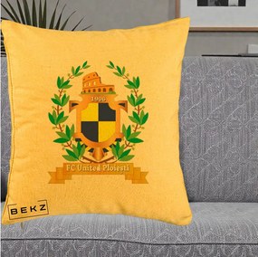 Perna Personalizata FC United Ploiesti 1906 Fotbal, 40x40 cm, Galben, Husa Detasabila, Perna Inclusa, BEKZ®
