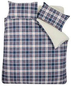 Lenjerie de pat albastră-bej din sherpa pentru pat dublu 200x200 cm Cosy Sherpa Check – Catherine Lansfield