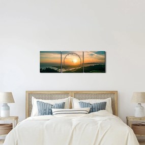 Tablou cu soarele răsărind deasupra mării (cu ceas) (90x30 cm)