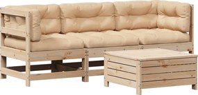vidaXL Set mobilier de grădină cu perne, 4 piese, lemn masiv de pin