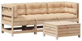 3250788 vidaXL Set mobilier de grădină cu perne, 4 piese, lemn masiv de pin