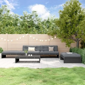 3186148 vidaXL Set mobilier de grădină cu perne, 5 piese, negru, lemn masiv