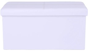 Taburet pliabil din piele ecologica alba, IMRA