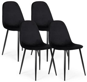 Set de 4 scaune din catifea negru