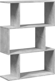 vidaXL Bibliotecă/separator 3 niveluri gri beton 70x24x97 cm lemn