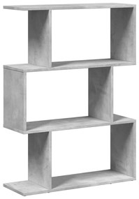 858114 vidaXL Bibliotecă/separator 3 niveluri gri beton 70x24x97 cm lemn