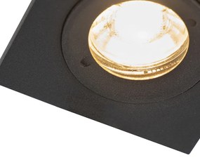 Set de 3 spoturi incastrate pentru baie negru pătrat IP44 - Xena