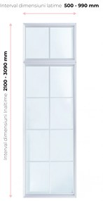 Perete despartitor sticla - Dimensiuni configurabile la comanda 501 - 990 mm, 2100 - 3090 mm