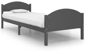 Cadru de pat, gri inchis, 90x200 cm, lemn masiv pin Morke gra, 90 x 200 cm