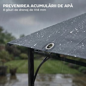 Outsunny Foișor de Grădină 3.2x3.2 m cu Acoperiș Extensibil, Foișor de Exterior cu Acoperiș Dublu Ventilat, Găuri de Drenaj, Cadru Metalic, pentru Grădină, Balcon, Petreceri, Terasă, UV30+, Gri Închis | Aosom Romania