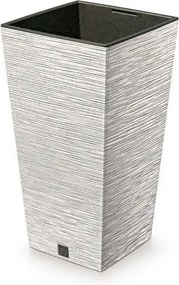 Ghiveci de flori FURU SQUARE ECO WOOD cu inserție 24 c m, alb ECO, S