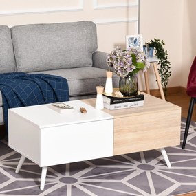 HOMCOM masa de living, stil nordic, cu 2 sertare, 110x60x45cm | AOSOM RO