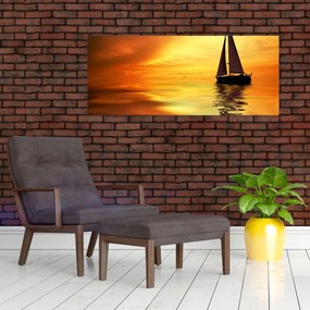 Tablou - Sailboat la apus de soare (120x50 cm)