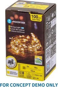 Aigostar - Ghirlandă solară LED de Crăciun 500xLED/8 funcții 52 m IP65 alb cald 1200 mAh