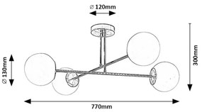 Lustră pe tijă Rabalux 71082 KIARA 4xE27/35W/230V auriu