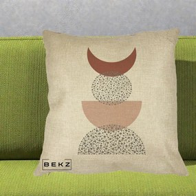 Perna Decorativa Boho Luna Plina si Forme Punctate, 40x40 cm, Crem, Husa Detasabila, Perna Inclusa, BEKZ®