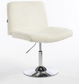 HR150N Scaun Alb din Catifea Reiată cu Bază Cromata