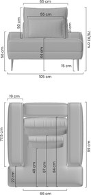 Fotoliu relaxare Livani pentru living - chenille albastru Miu 2051 / picioare aurii