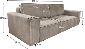 Canapea extensibilă, taupe gri-bej, HARPERA BIG SOFA