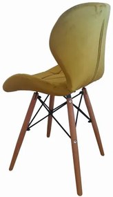 Scaune de sufragerie 4buc din catifea, galbene AMBER