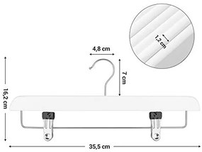 Set de 8 umerase din lemn, Songmics, Alb-Argintiu, 35.5x2.6x1.1 cm