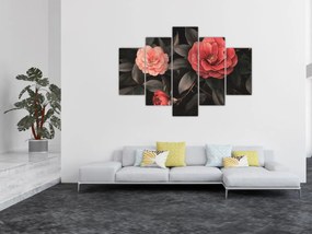 Tablou - Flori roșii pe fundal întunecat (150x105 cm)