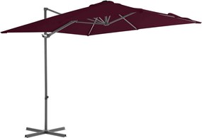 vidaXL Umbrelă în consolă cu stâlp din aluminiu, bordo, 250x250 cm
