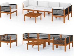 vidaXL Set fotoliu de grădină cu 7 piese și perne, crem, 63x63 cm