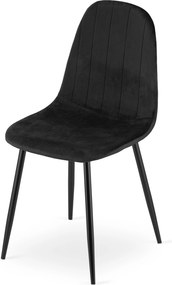 Scaun de masa PADVA VELVET cu picioare negre, negru