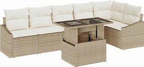 vidaXL Set de canapele pentru grădină 7 pcs Bej și crem poliratan