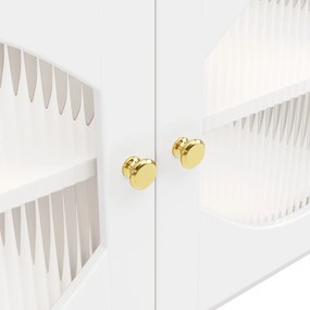 Bufet de bucătărie cu uși din sticlă, Alb | Aosom Romania