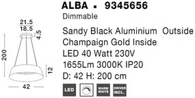 Pendul LED dimabil design modern ALBA negru 42cm