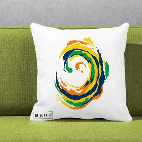 Perna Decorativa Vortex Abstract Colorat, 40x40 cm, Alba Mata, Husa Detasabila, Perna Inclusa, BEKZ®