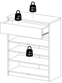 Comodă în culoare naturală cu aspect de lemn de stejar 80x100x40 cm Naia – Tvilum