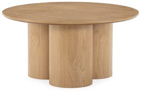 Măsuță de cafea în culoare naturală rotundă cu aspect de lemn de stejar ø 80 cm Lua – MOME