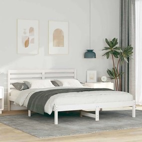 vidaXL Cadru de pat cu headboard Alb 140 x 200 cm Lemn de brad solid