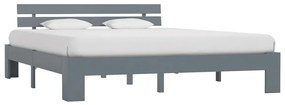 vidaXL Cadru de pat cu tăblie, gri, 160x200 cm, lemn masiv de pin