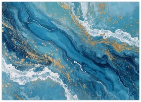 Tablou - Marmură bleu cu aur II. (70x50 cm)