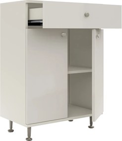 Corp Baie Zaria, 1 Sertar, 2 Usi, Alb lucios/Alb, MDF, L 60 x l 35 x H 85 cm