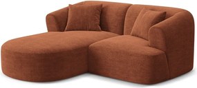 Colțar teracotă cu tapițerie din catifea reiată (cu colț pe partea stângă/cu șezlong) Campi – Cosmopolitan Design