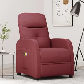 3124796 vidaXL Fotoliu de masaj cu ridicare, roșu vin, material textil