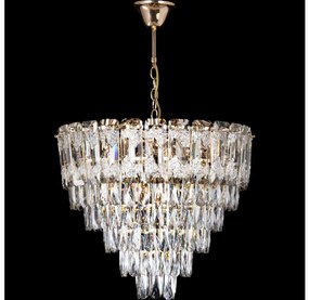 Lustră LED cu lanț, 9xE27/60W/230V + 6xLED/6W, Ø 50 cm, aurie