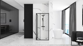 Cabina dus cu cadita de dus patrata cu usa culisanta Rea Space In 90x90 negru mat