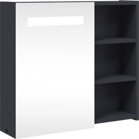 vidaXL Dulap cu oglindă de baie cu lumină LED, gri, 60x13x52 cm