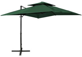 Umbrela suspendata cu invelis dublu, verde, 250x250 cm Verde
