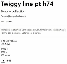 Tarus LED iluminat exterior IP65 Twiggy line pt H-74cm cafeniu