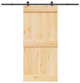 vidaXL Ușă glisantă cu set de feronerie 95x210 cm, lemn masiv de pin
