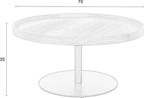 Măsuță de cafea neagră rotundă cu blat cu aspect de lemn de stejar ø 70 cm Yuri L – White Label